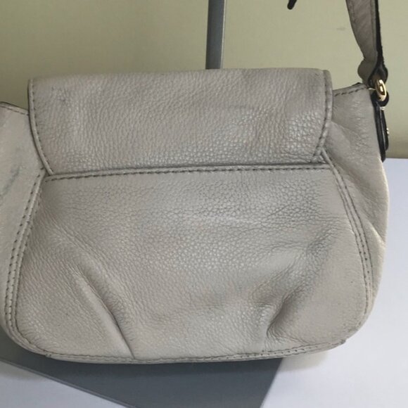Michael Kors Pebble Leather Small Crossbody Shoulder Bag Mini Handbag White Gold - Picture 16 of 16